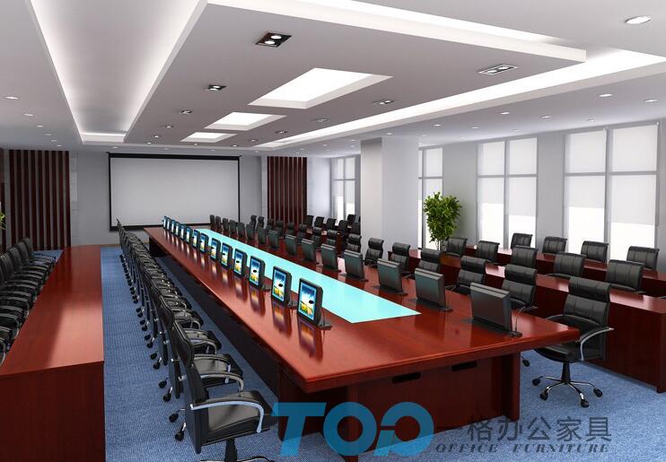 多媒體液晶屏可升降會議桌